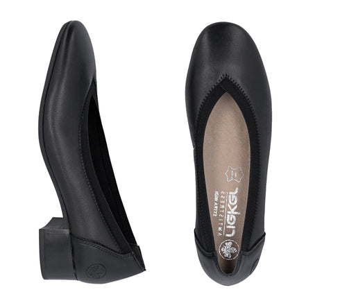 Pantofi eleganti, dama, RIEKER ANTISTRESS, 43452-00 negru, piele naturala