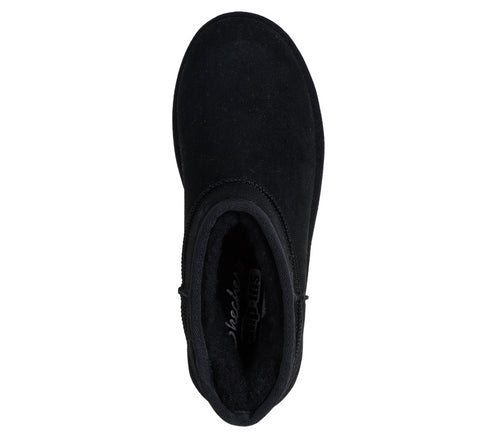 Ghete sport, dama, SKECHERS KEEP COZY 169143-BBK, piele intoarsa