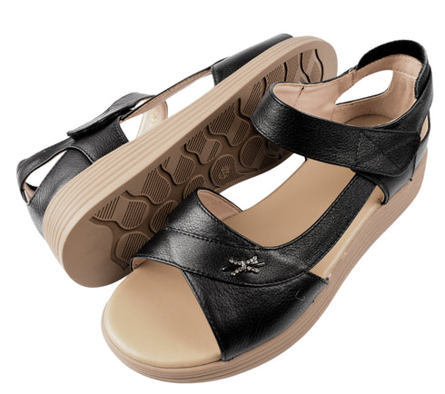 Sandale casual, dama, FORMAZIONE, 50027 negru, piele naturala