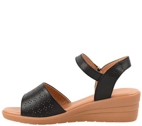 Sandale casual, dama, FORMAZIONE, 50072 negru, piele naturala, platforma