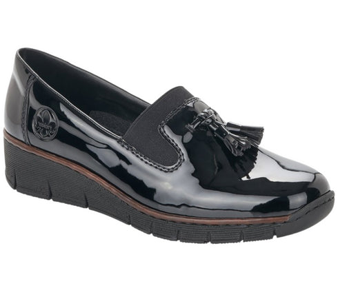 Pantofi casual, dama, RIEKER, Antistress, 53751-00 negru, piele ecologica