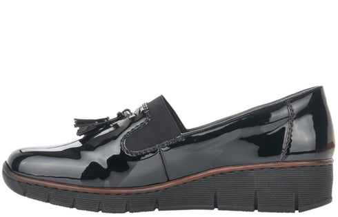 Pantofi casual, dama, RIEKER, Antistress, 53751-00 negru, piele ecologica