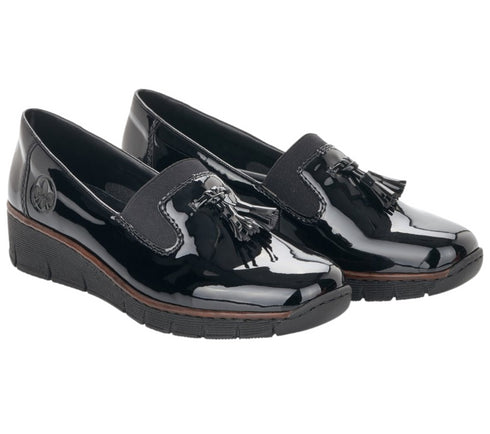 Pantofi casual, dama, RIEKER, Antistress, 53751-00 negru, piele ecologica