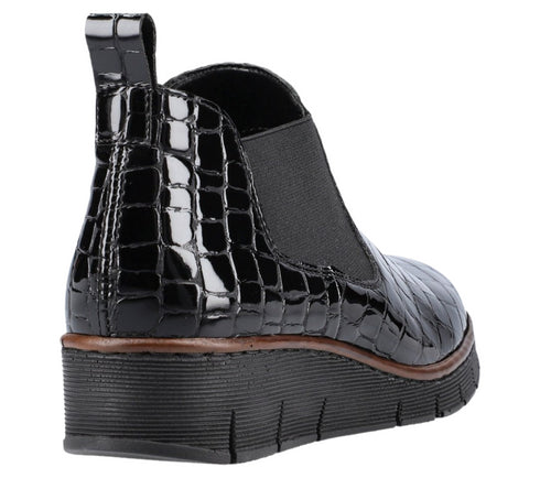 Ghete casual, dama, RIEKER, 53794-01 negru, piele naturala