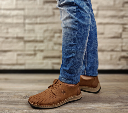 Pantofi casual, barbati, RIEKER, ANTISTRESS, 05226-24 maro, piele ecologica