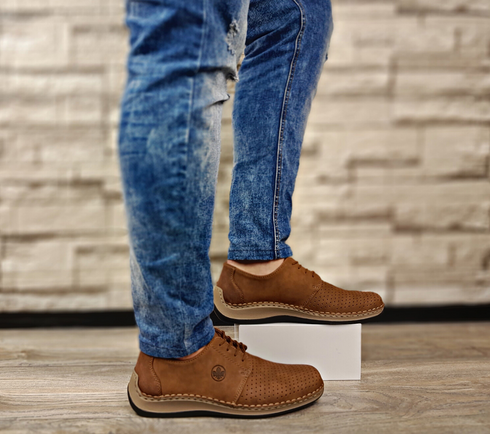Pantofi casual, barbati, RIEKER, ANTISTRESS, 05226-24 maro, piele ecologica