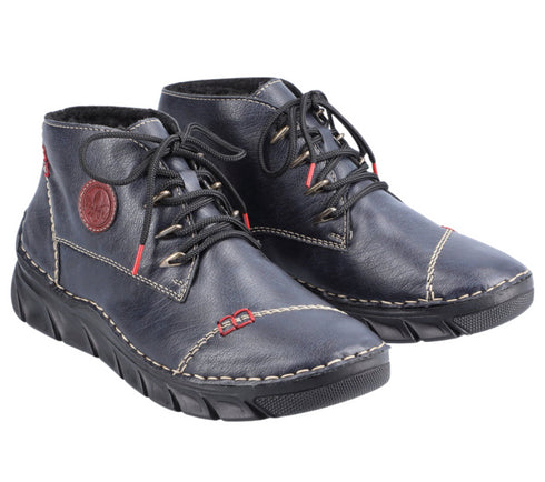 Ghete casual, dama, RIEKER, 55002-14 bleumarin, piele ecologica