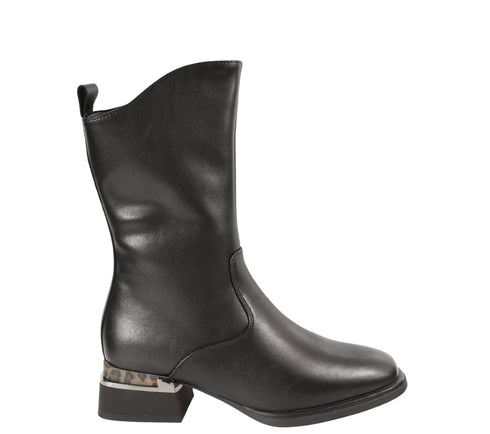 Cizme elegante, dama, EPICA, W170038A negru, piele naturala, toc