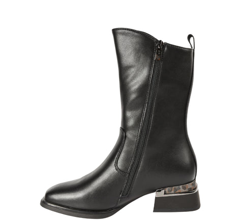 Cizme elegante, dama, EPICA, W170038A negru, piele naturala, toc