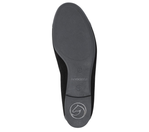 Balerini casual, dama, REMONTE, D0K12-02, negru, piele intoarsa