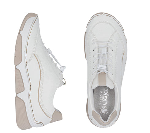 Pantofi sport, dama, RIEKER, ANTISTRESS, 45969-80 alb, piele ecologica