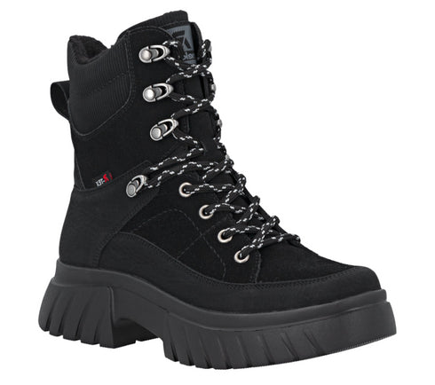 Ghete casual, dama, RIEKER TEX ANTISTRESS, W1871-00 negru, piele ecologica