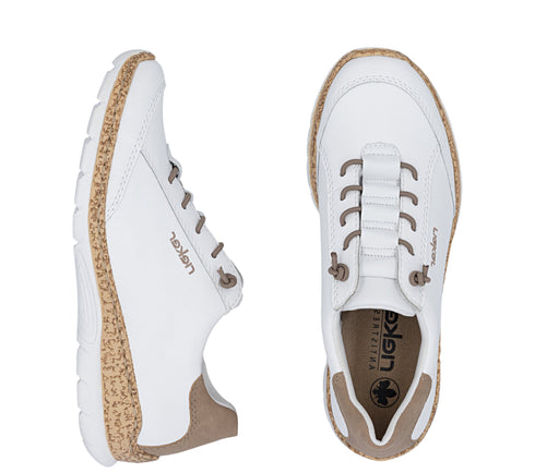Pantofi sport, dama, RIEKER ANTISTRESS, N42K5-80 alb, piele naturala