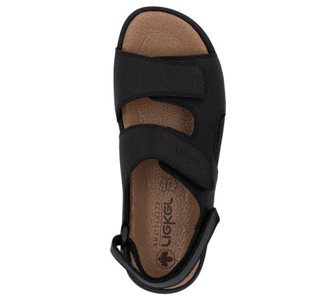 Sandale casual, barbati, RIEKER, ANTISTRESS, 25558-01 negru, piele naturala