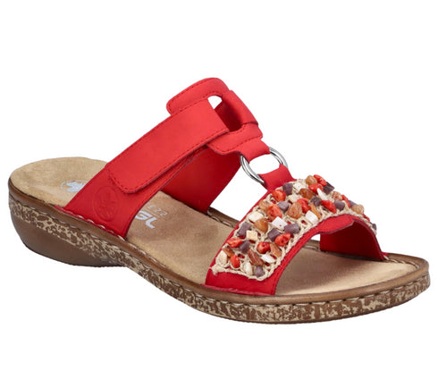 Papuci casual, dama, RIEKER ANTISTRESS, 62815-33 rosu, piele ecologica