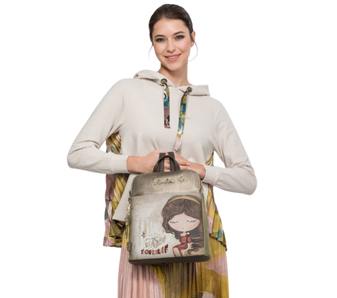 Rucsac casual, dama, ANEKKE 42705-073, auriu, piele ecologica