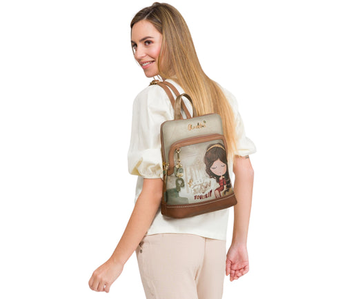 Rucsac casual, dama, ANEKKE 42705-275, maro, piele ecologica