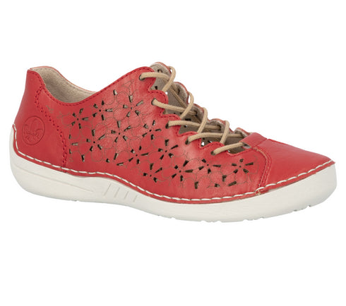 Pantofi casual, dama, RIEKER ANTISTRESS, 52518-33 rosu, piele ecologica