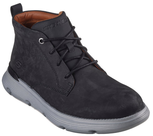Ghete sport, barbati, SKECHERS GARZA FONTAINE 204903-BLK negru, piele naturala