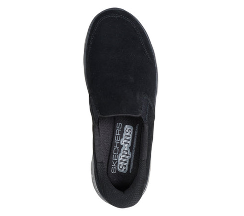 Pantofi sport, dama, SKECHERS GO WALK FLEX-RUE SLIP-INS 125508-BBK negru, piele intoarsa