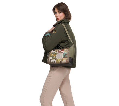 Poseta casual, dama, ANEKKE 42712-390, verde, piele ecologica