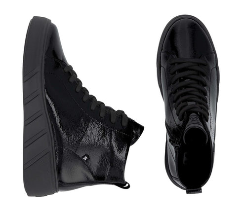 Ghete sport, dama, RIEKER, W2661-01 negru, piele lacuita