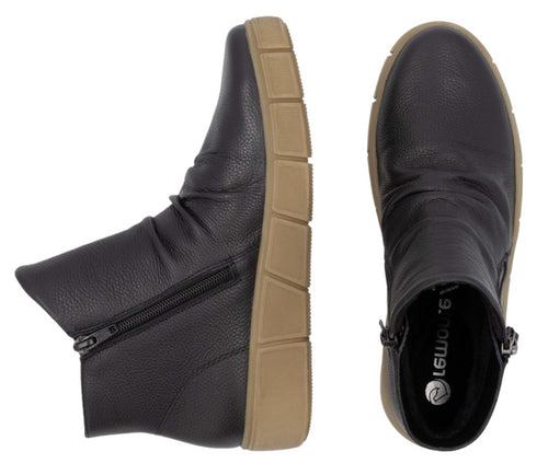 Ghete casual, dama, REMONTE, D1T73-00 negru, piele naturala