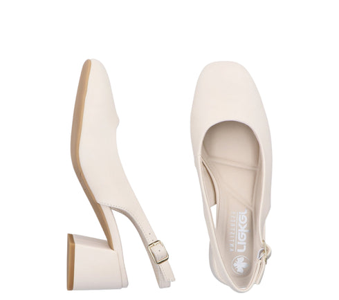 Pantofi casual, dama, RIEKER ANTISTRESS, 44751-61 crem, piele ecologica