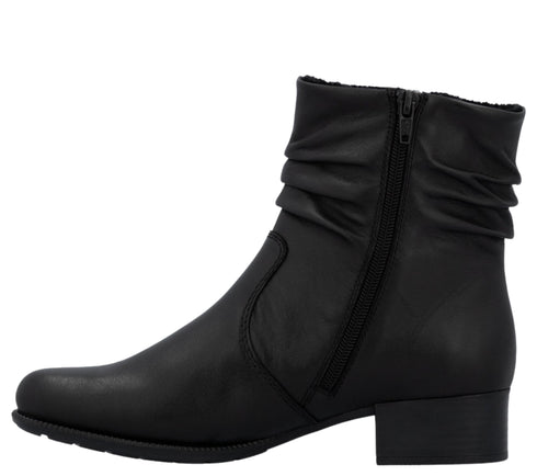 Ghete casual, dama, RIEKER, ANTISTRESS, 78656-00 negru, piele naturala, cu toc