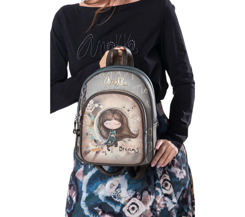 Rucsac sport, dama, ANEKKE 41705-197, gri, piele ecologica