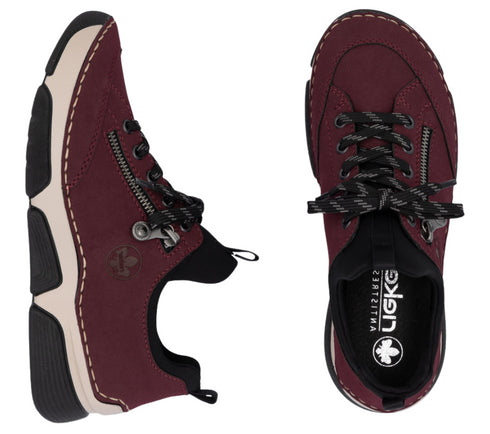 Pantofi sport, dama, RIEKER, ANTISTRESS, 45973-36 bordo, piele ecologica