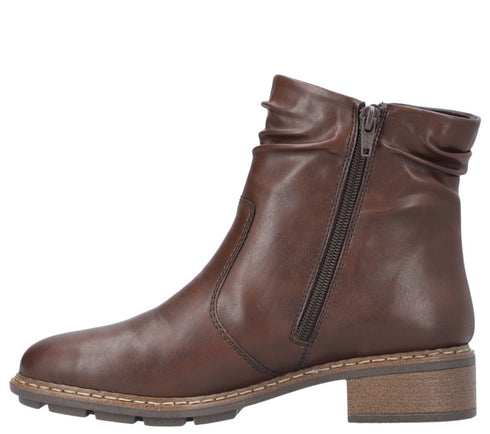 Ghete casual, dama, RIEKER, ANTISTRESS, 77281-25 maro, piele ecologica, cu toc