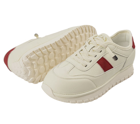 Pantofi sport, dama, ADA SHOES, KM5503 alb-rosu, piele naturala