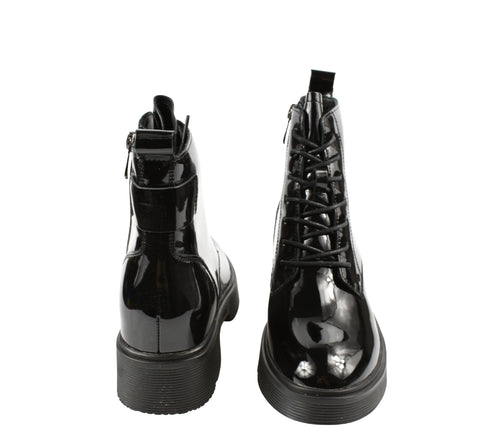 Ghete casual, dama STEPHANO, 65561 negru, piele lacuita, toc