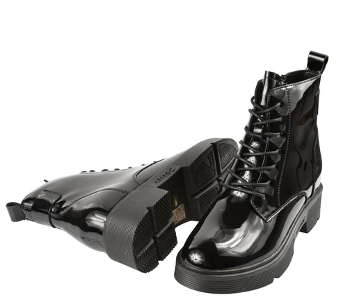 Ghete casual, dama STEPHANO, 65561 negru, piele lacuita, toc