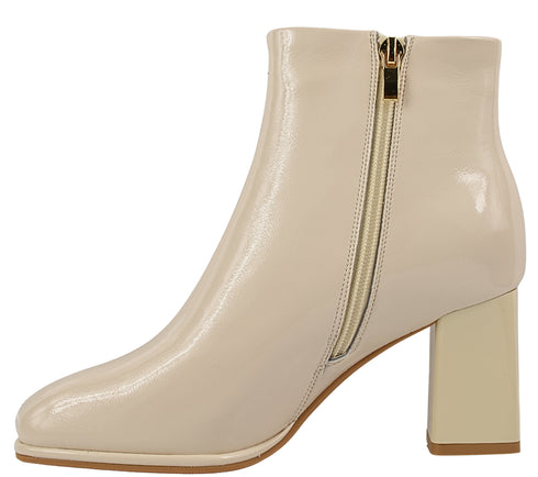 Ghete elegante, dama, FORMAZIONE, 6612-1 crem, piele lacuita, toc