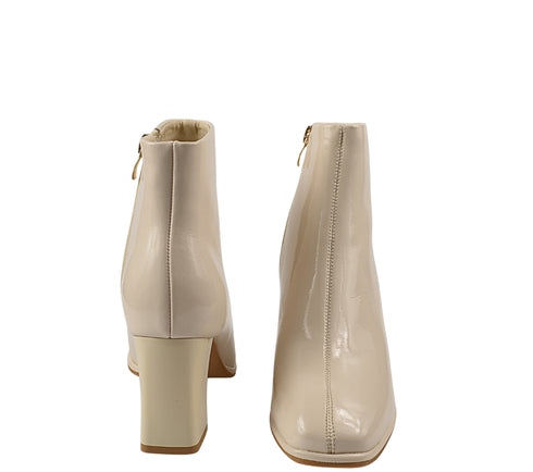 Ghete elegante, dama, FORMAZIONE, 6612-1 crem, piele lacuita, toc