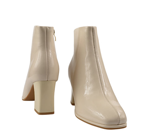 Ghete elegante, dama, FORMAZIONE, 6612-1 crem, piele lacuita, toc