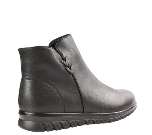 Ghete casual, dama, PASS COLLECTION, J830012 negru, piele naturala