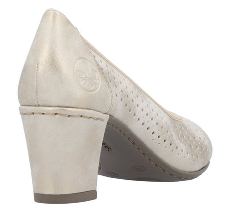Pantofi casual, dama, RIEKER, 41057-60, auriu, piele ecologica