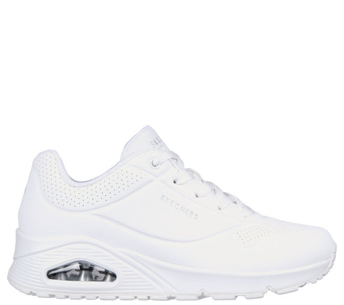 Pantofi sport, dama, SKECHERS Uno Stand On Air 73690-W alb, piele ecologica