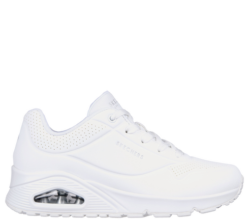 Pantofi sport, dama, SKECHERS Uno Stand On Air 73690-W alb, piele ecologica