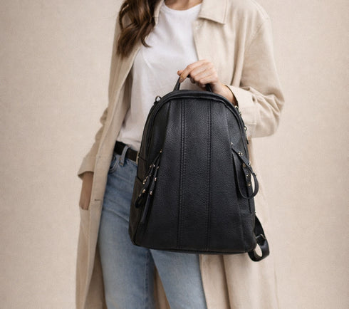 Rucsac casual, dama, ADA SHOES, 7777, negru, piele naturala