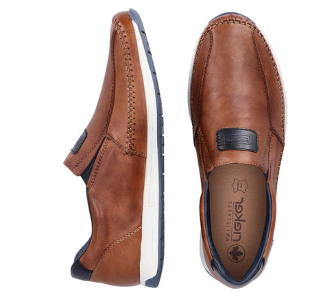 Pantofi casual, barbati, RIEKER, 11962-25, maro, piele naturala