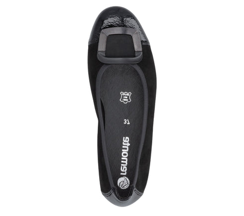 Balerini casual, dama, REMONTE, D0K12-02, negru, piele intoarsa