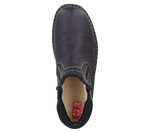 Ghete casual, barbati, RIEKER, 05362-00 negru, piele naturala