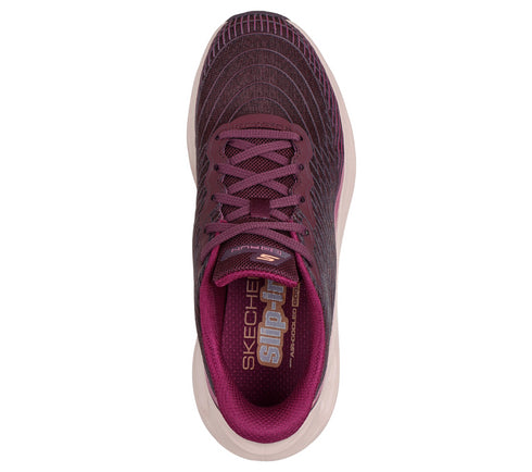 Pantofi sport, dama, SKECHERS SLIP-INS MAX CUSHIONING GLIDE STEP 129404-BURG bordo, textil