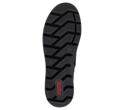 Ghete casual, dama, RIEKER, Z0056-00 negru, piele naturala