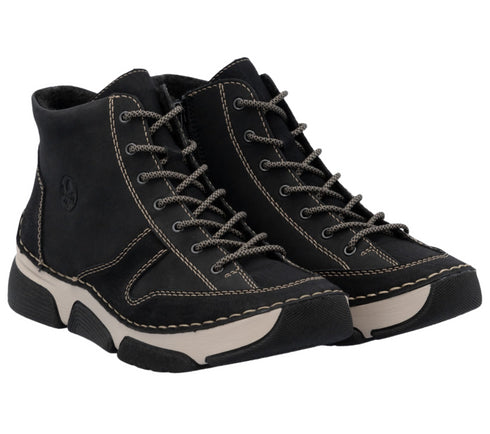 Ghete sport, dama, RIEKER, ANTISTRESS, 45906-00 negru, piele naturala