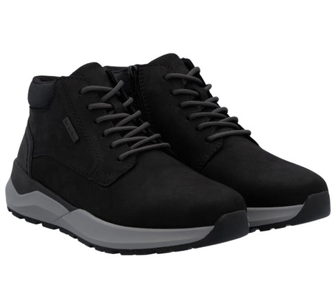 Ghete sport, barbati, RIEKER ANTISTRESS, 06001-00 negru, piele naturala